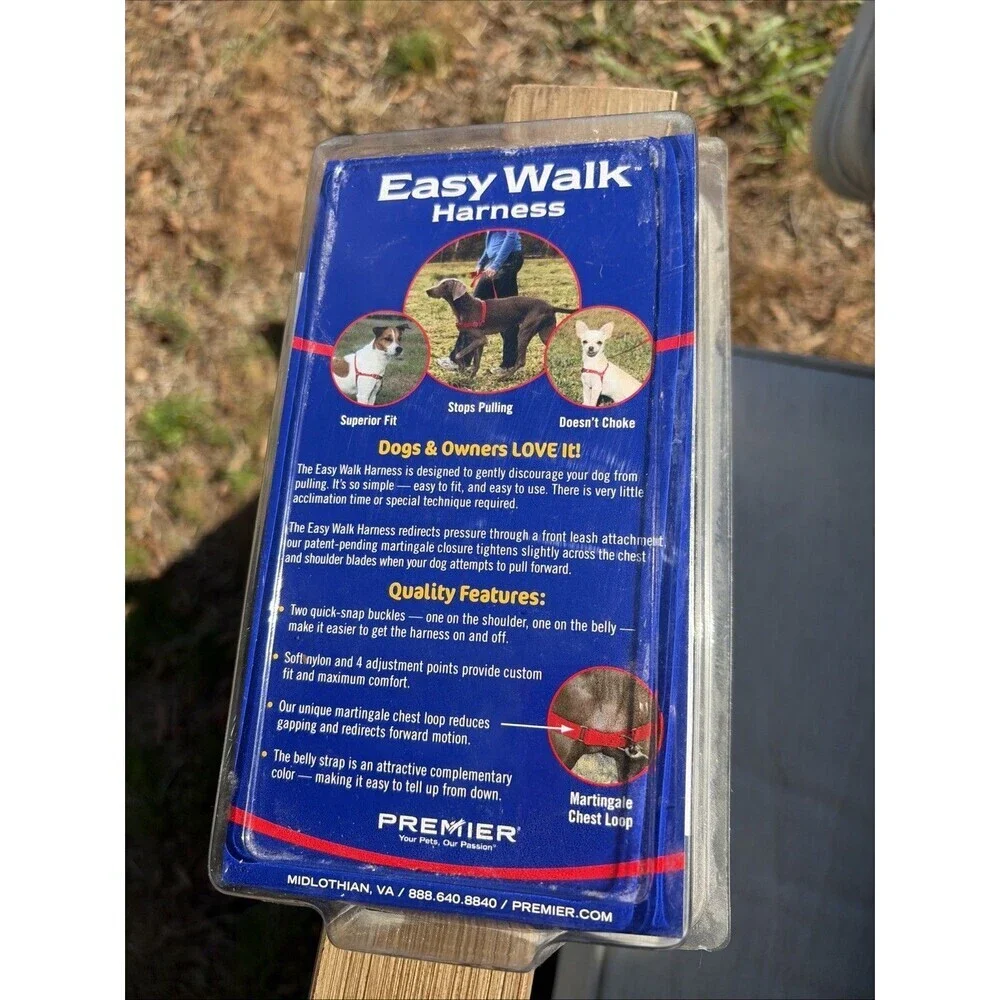 PREMIER EASY WALK HARNESS COLOR BLACK/SILVER SIZE LARGE NEW IN BOX